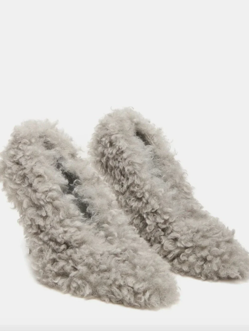 Steve Madden Faux Shearling Light Blue/Grey Pointed-Toe Stiletto Pump